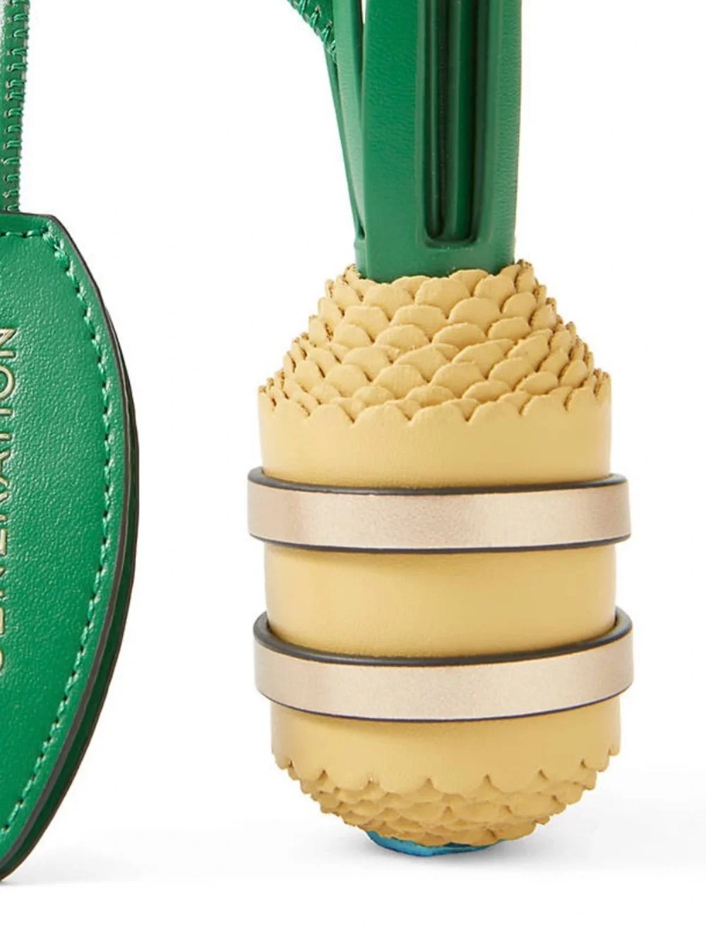NWT BCBGeneration 3D Pineapple Bag Charm Yellow Green Faux Leather Keychain Gold